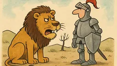 Vic: Gladni lav vidi viteza u oklopu