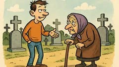 Vic: Na groblju stoji mladić...