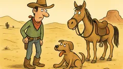 Vic: Idu kauboj, pas i konj pustinjom