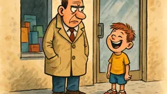 Vic: Ispred trgovine čovjek i nasmijani mališan