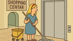 Vic: Plavuša čistačica u šoping centru…